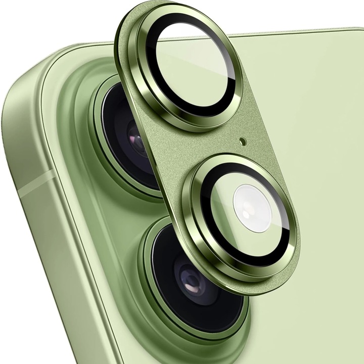 Folie Protectie Camera compatibila cu iPhone 17, Omelivon, Full Cover, Protectie Profesionala, Sticla temperata 9H, Ultra HD, Anti Amprente, Anti Zgarieturi, Anti Socuri, Verde deschis