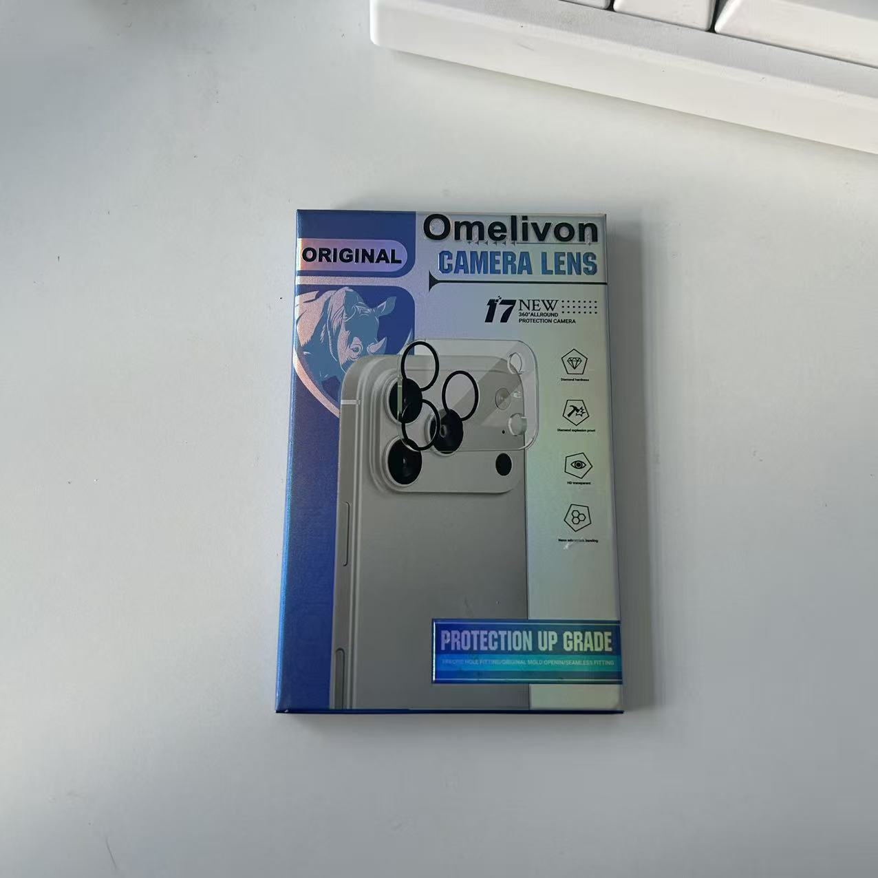 Folie Protectie Camera compatibila cu iPhone 17, Omelivon, Full Cover, Protectie Profesionala, Sticla temperata 9H, Ultra HD, Anti Amprente, Anti Zgarieturi, Anti Socuri, Argintiu