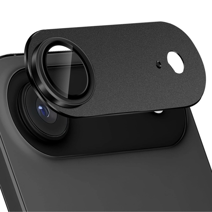 Folie Protectie Camera compatibila cu iPhone 17 Air, Omelivon, Full Cover, Protectie Profesionala, Sticla temperata 9H, Ultra HD, Anti Amprente, Anti Zgarieturi, Anti Socuri, Negru