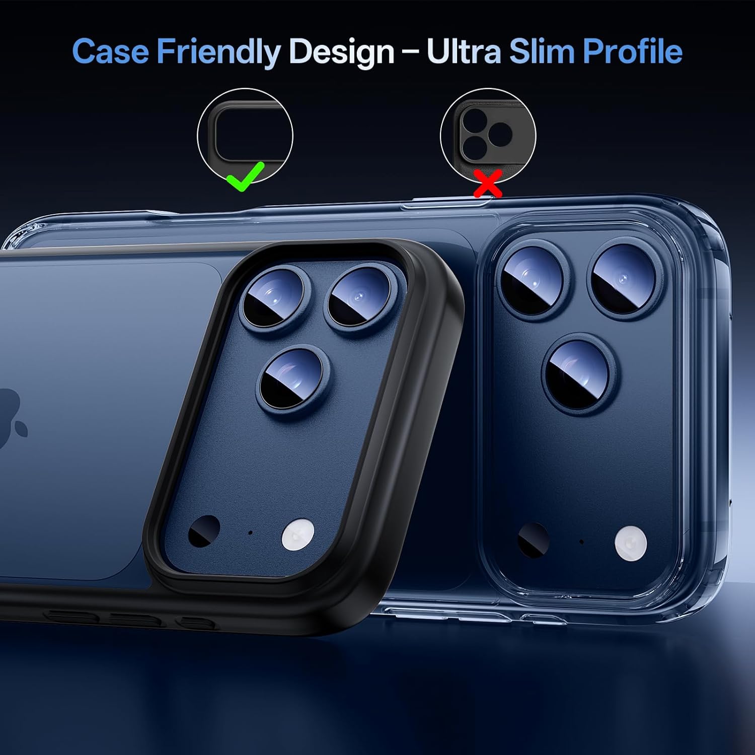 Folie Protectie Camera compatibila cu iPhone 17 Pro, Omelivon, Full Cover, Protectie Profesionala, Sticla temperata 9H, Ultra HD, Anti Amprente, Anti Zgarieturi, Anti Socuri, Albastru inchis
