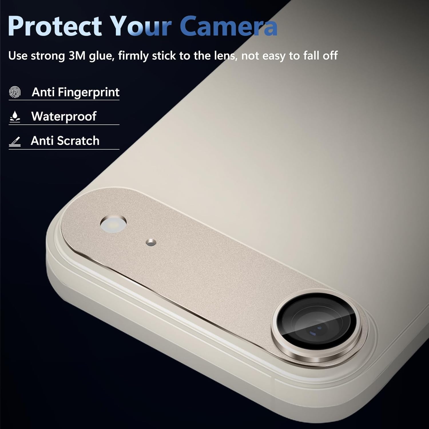 Folie Protectie Camera compatibila cu iPhone 17 Air, Omelivon, Full Cover, Protectie Profesionala, Sticla temperata 9H, Ultra HD, Anti Amprente, Anti Zgarieturi, Anti Socuri, Auriu deschis