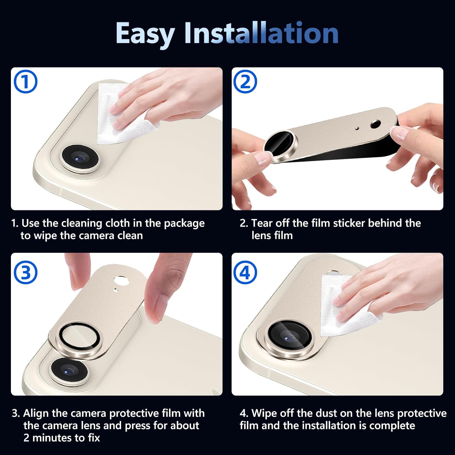 Folie Protectie Camera compatibila cu iPhone 17 Air, Omelivon, Full Cover, Protectie Profesionala, Sticla temperata 9H, Ultra HD, Anti Amprente, Anti Zgarieturi, Anti Socuri, Auriu deschis