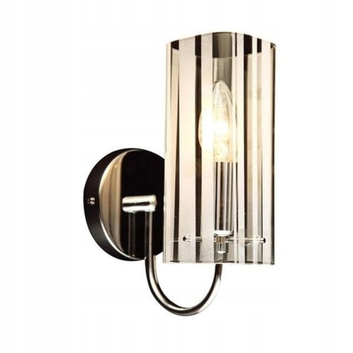 Aplica de perete Italux ELLE MDM1778-1A, metal crom, sticla, 1x60W, 23x10x16cm