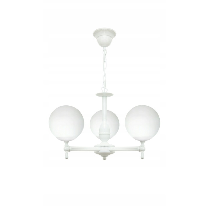 Pendul Komat Porto, design modern, metal alb, diametru 58cm, 3xE27