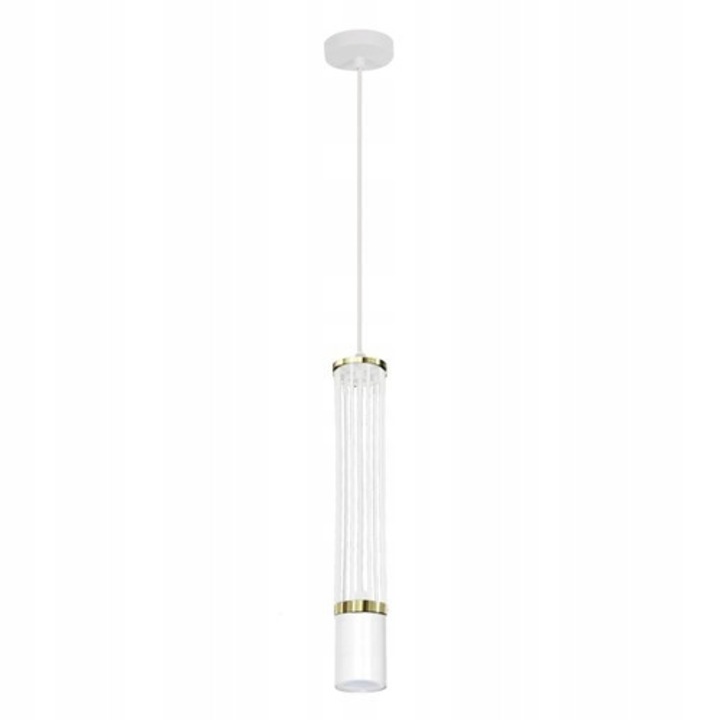 Lampă suspendată Lampex Rubio 1, alb cu accent auriu, 10cm diametru, înălțime ajustabilă 90cm