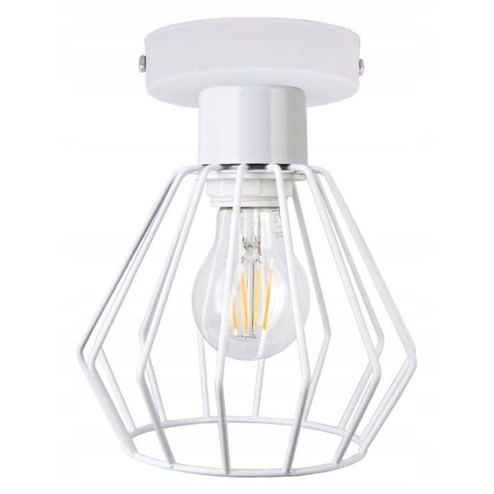 Lustra Led-one Loft, alb, metalică, E27, 60W, 23cm, design modern
