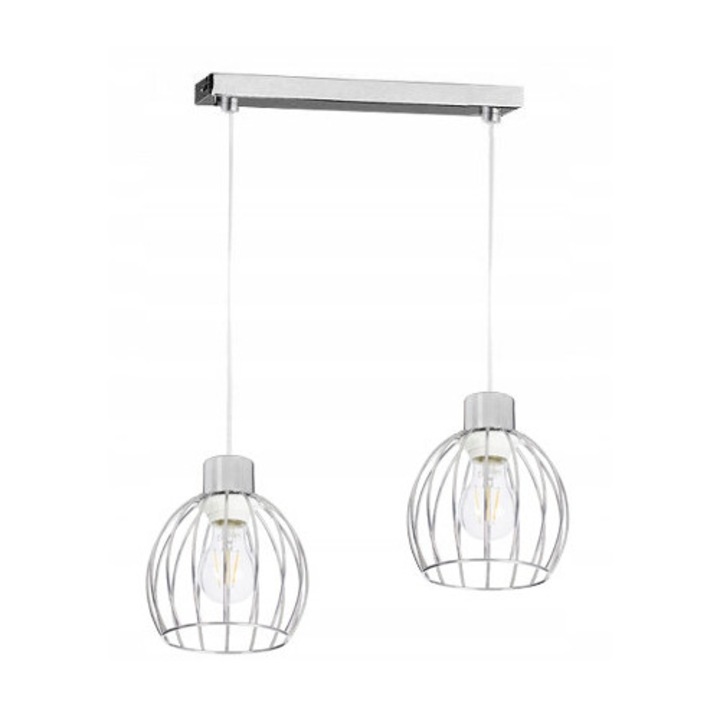 Висящ полилей LED-ONE, модел Loft, хром, 2xE27, 40x5x2,5см, максимална височина 120см