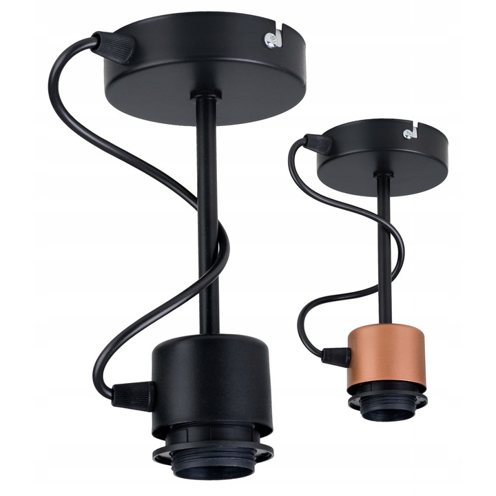 Baza lampa plafoniera suspendata, Led-one, metal, negru/cupri mat, 10x20cm, E27