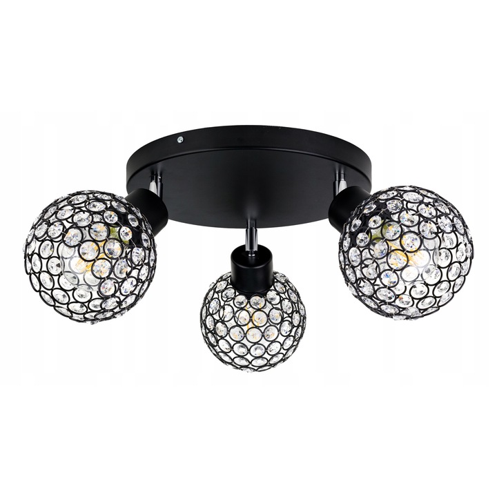 Модерен полилей, Led-one, лофт дизайн, черен, 3xE27, кристал, 30x100см