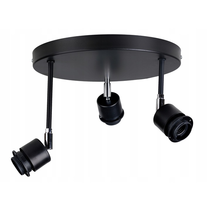 Lustra Led-one, черен метал, 3 фасунги E27, регулируема, диаметър 30см, височина 2.5см