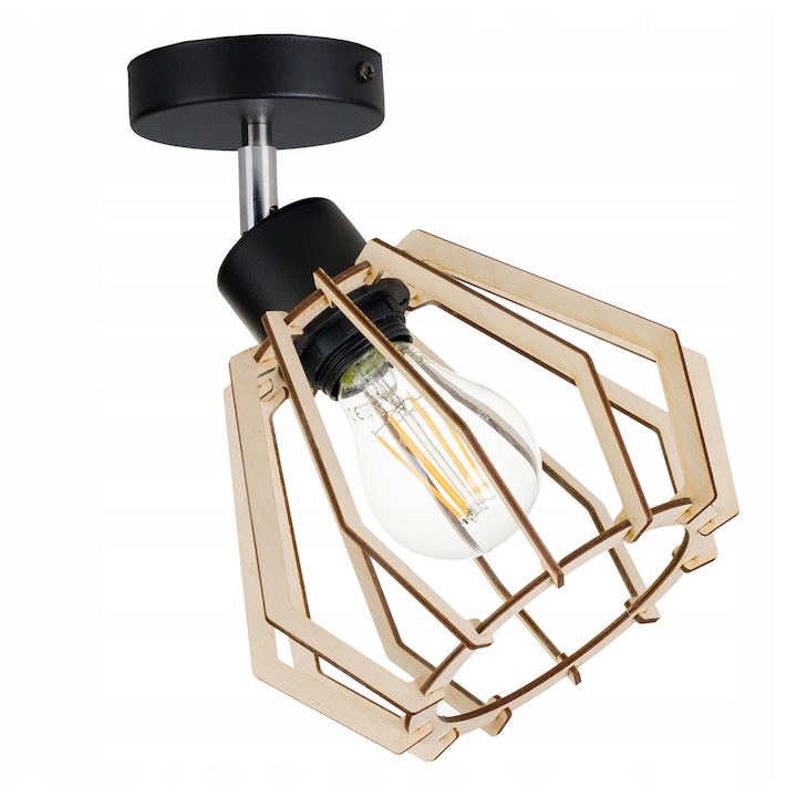 Suspensie Loft Led-one BRYLANT, lemn și metal, reglabilă, O 18cm