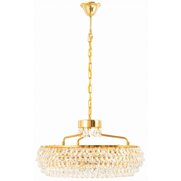 Lustra cristal Ledigo WSC030 Luxury Gold, 8 becuri E14, auriu, 55x90cm