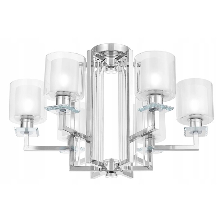 Lustra plafon Manhattan, Lumina Deco, 6xE27, crom, 70x46cm