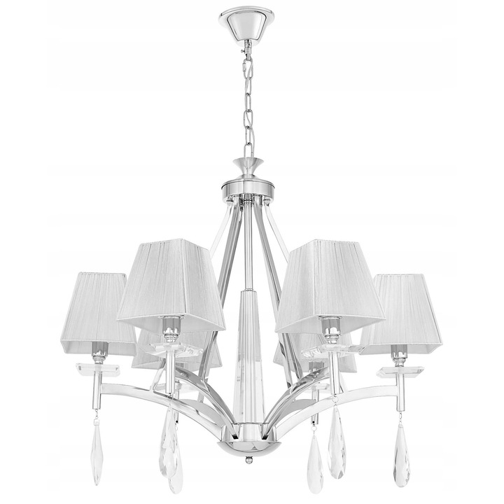 Lustră Valentina, Lumina Deco, cromată cu cristale, 6xE14, 70cm diametru