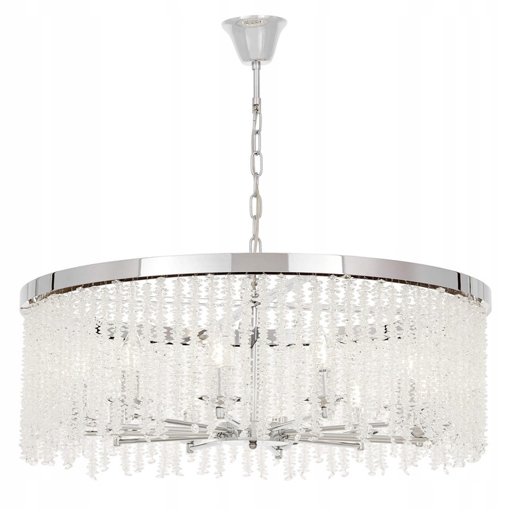 Lustra modernă cu cristale, Lumina Deco Balmena, crom, 80cm, înălțime ajustabilă 40-75cm