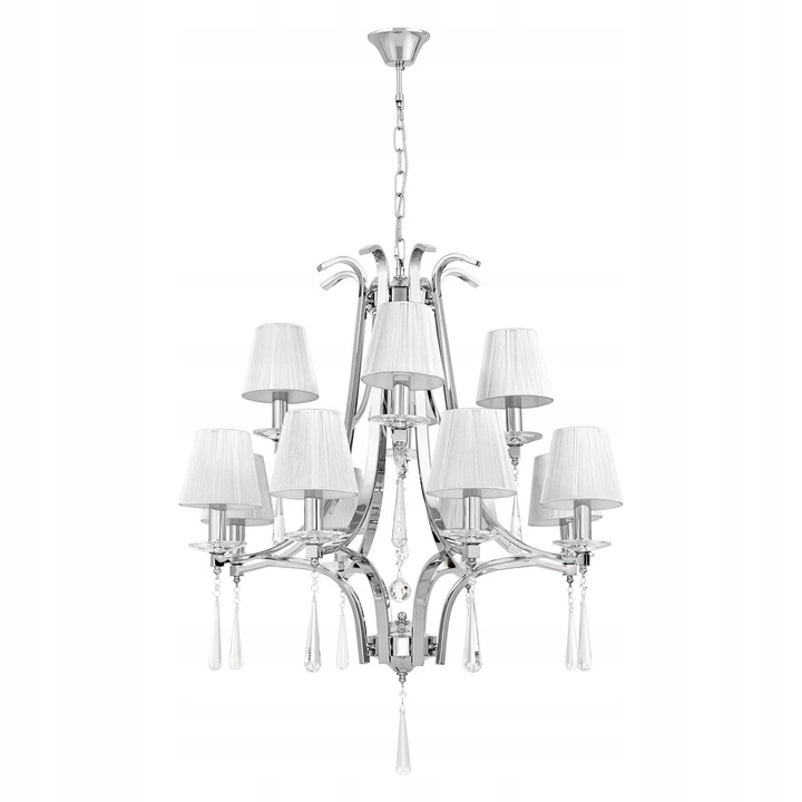 Lustra Venisia, Lumina Deco, 12 becuri E14, crom, 80cm diametru