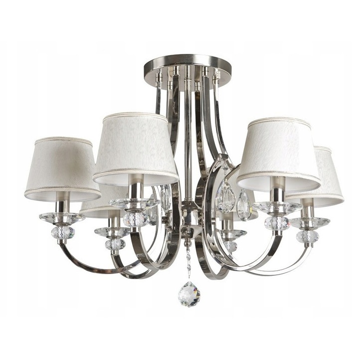 Lustra Witek Home Linnet, 6 becuri E14, Crom si Gri, 73x54.5cm