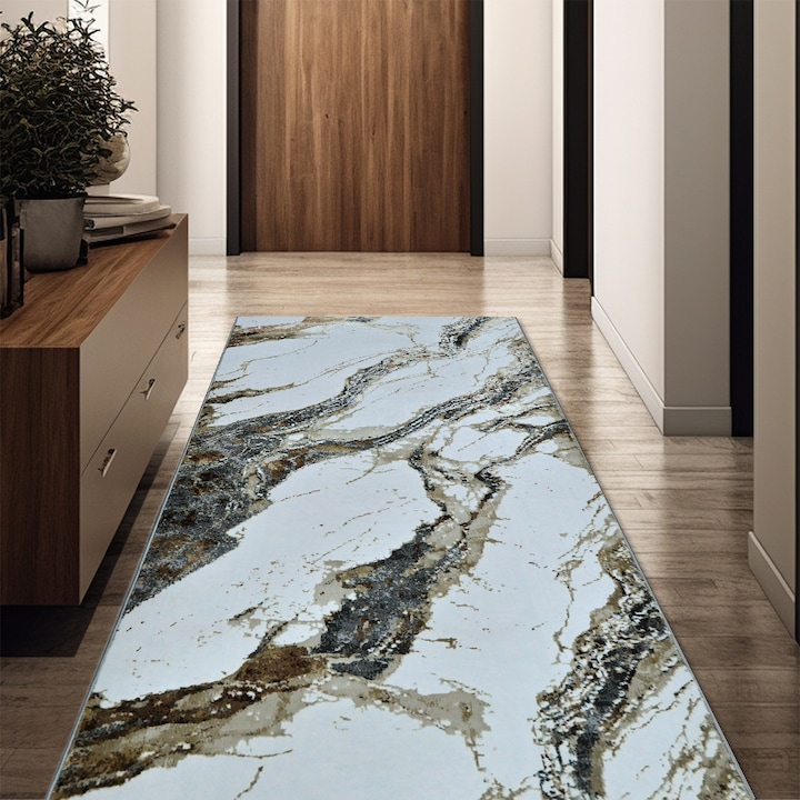 Traversa Premium 60x150 cm, Design Marmura Elegant, Antiderapanta, 52.800 Noduri – Calitate Superioara