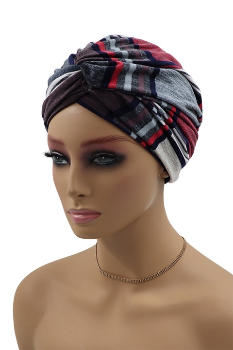 Turban Clara M35, model ROSU CU CAROI, potrivit si pentru utilizare dupa chimioterapie, acoperamant pentru cap, sapca