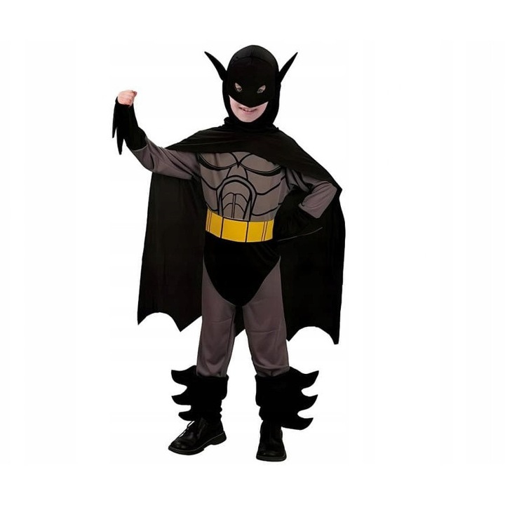 Costum copii Batman "Nietoperz", Godan, 110/120 cm, include pelerina cu gluga si masca, poliester rezistent