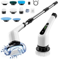 Perie de Curatat Electrica Rotativa 9 in 1 Premium, Fara Fir, Brat Reglabil, Capete de Perie Inlocuibile Pentru Dus, Baie, Bucatarie, Podea, Faianta, Cada, Waterproof IPX7, Alb