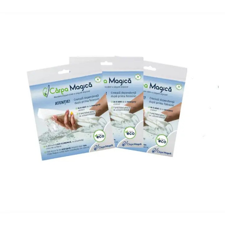 Set Curățare Pro - 3 Lavete Microfibra, alb, 40x40cm