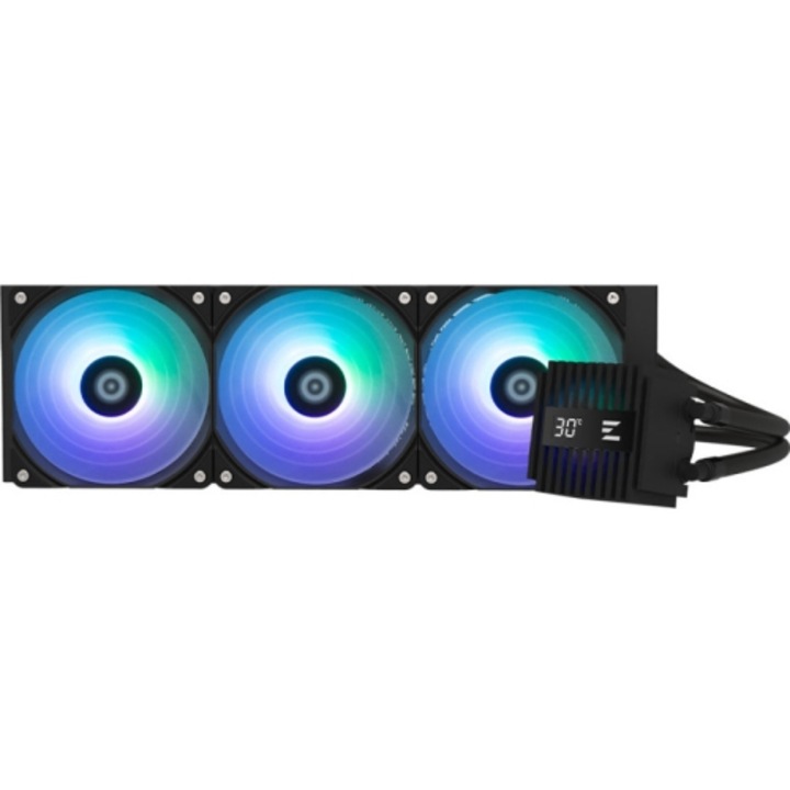 Cooler procesor SNOWMAN 360mm cu sistem de racire cu apa, leduri controlate ARGB. Functie mixta de racire silentionasa CPU + ventilator pentru carcasa computerului