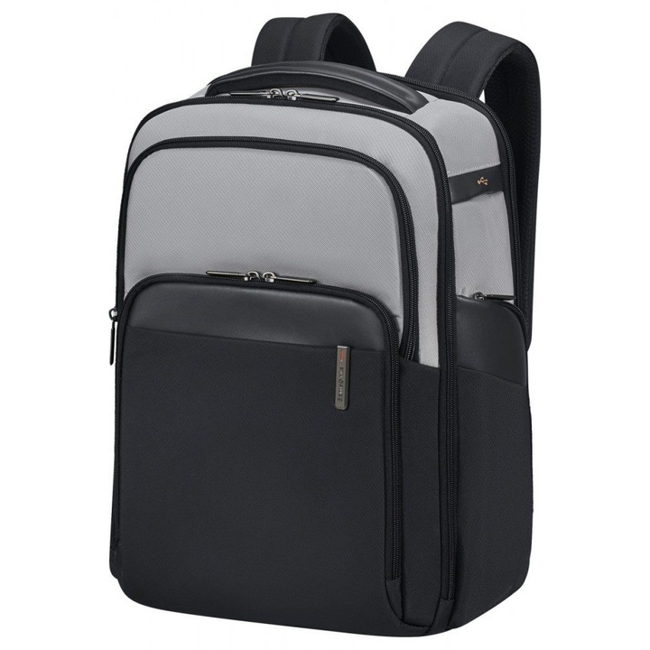 Rucsac laptop 15.6", Samsonite, negru-gri, design modern, multiple compartimente
