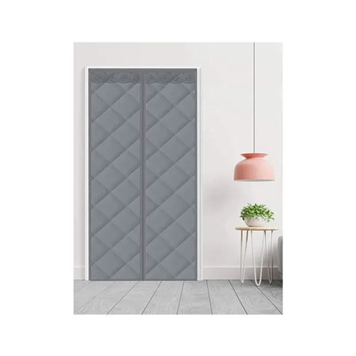 Cortina termica magnetica pentru usi, 210*98 cm, argintie – protejeaza impotriva curentilor de aer si a insectelor si mentine o temperatura confortabila in interior