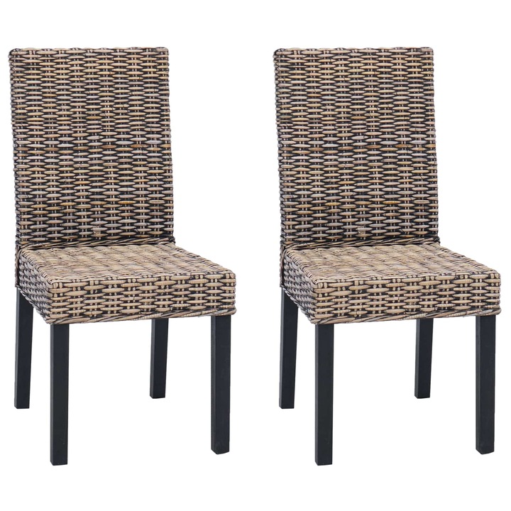 vidaXL Étkezőszék 2 pcs Fekete Mosás 45 x 54 x 93 cm Tömör Mahagóni Fa 42012421