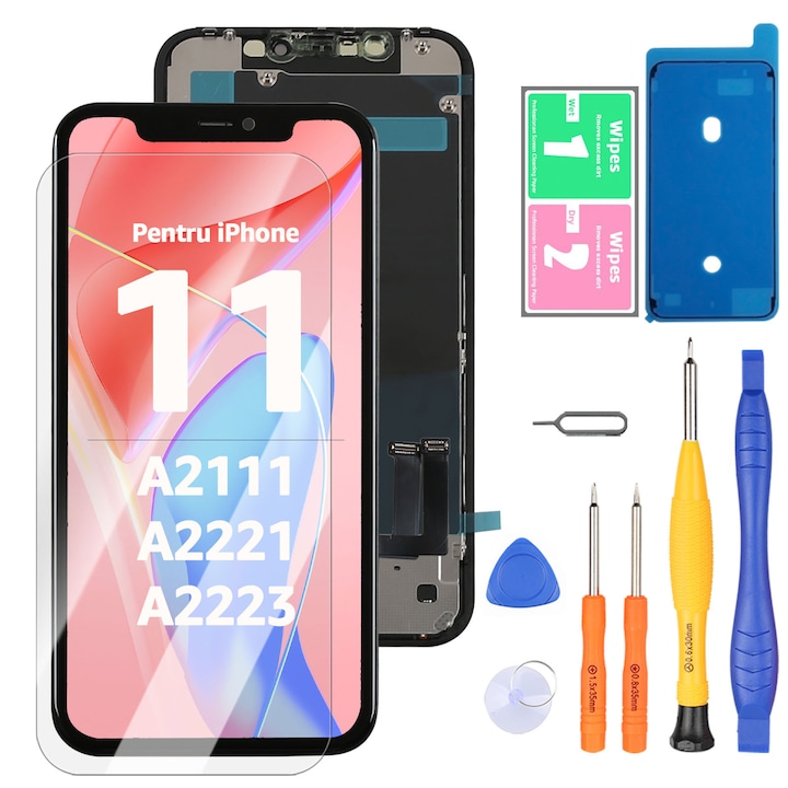 Display Incell LCD Pentru iPhone 11, A2221, A2223, A2111, Touchscreen Cu Cadru, Negru, Yodoit