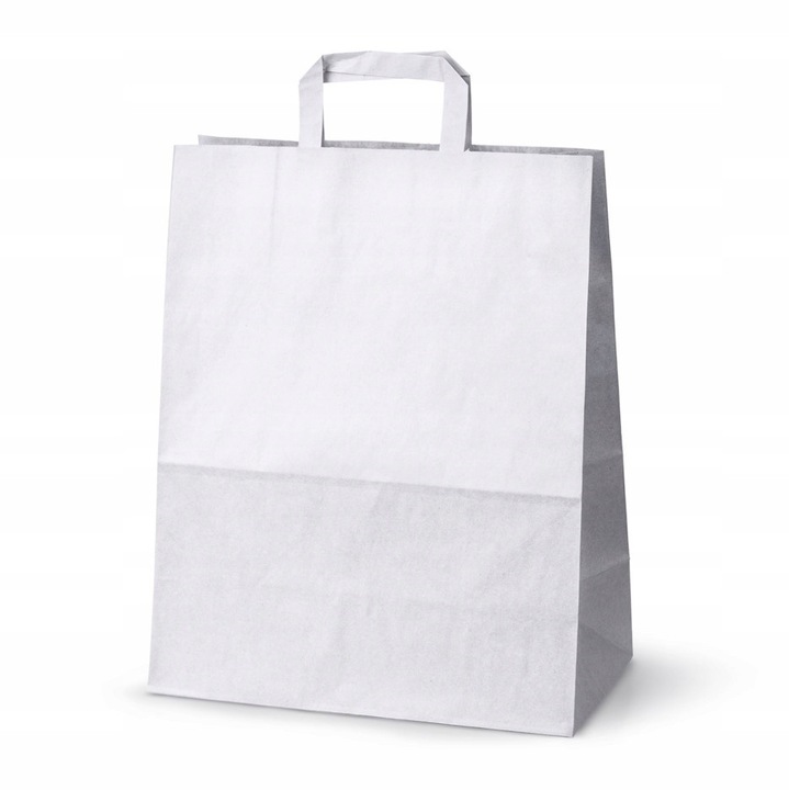 Set 5 torbe din hartie, Allbag, 320x160x390 mm, alb, cu maner plat