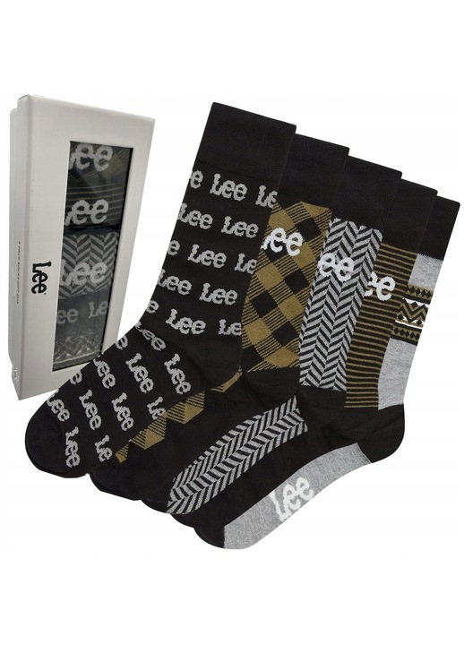 Set 5 perechi sosete Lee Zylar, gri-negru-bej, dimensiune
