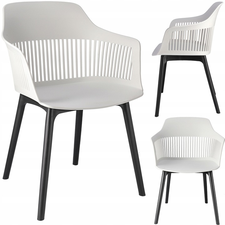 Scaun Jumi, polipropilena, 82x57x52cm, alb/negru