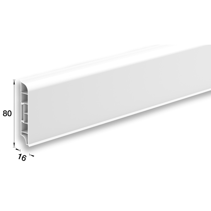 Plinta Parchet PVC Ideal Dyuna Alba 80x15x2200 mm