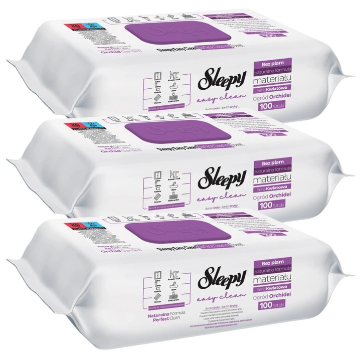 Servetele Umede Sleepy Easy Clean Multisuprafete, Orchid Garden 3 X 100 Buc