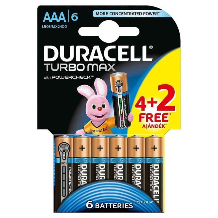 Duracell Turbo MAX 4+2db AAA elem - DL
