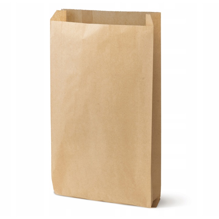 Set 100 pungi alimentare faldabile Allbag, 18x8x34 cm, culoare bruna