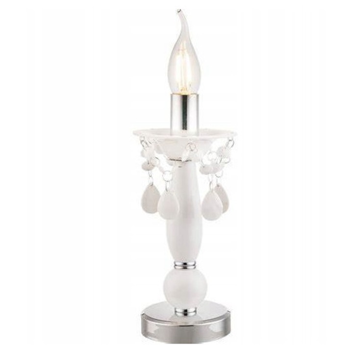 Lampa de birou GLOBO Cuimbra 63113T, crom, alb, E14, 25x9.5cm
