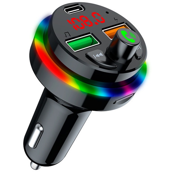 FM adó, Tracer CarSynk, 87.5-108 MHz, TF, FM, LED, 2 x USB, USB C, Fekete