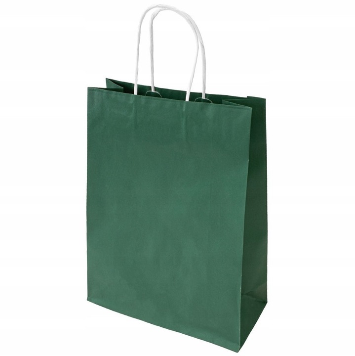 Set 10 torbe de hartie premium A5, verde inchis, 18x8x22 cm