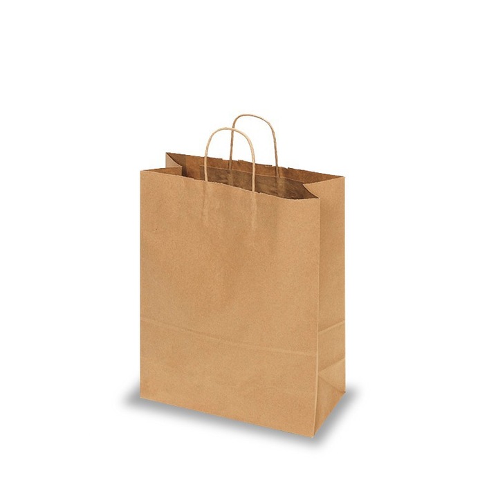 Set 10 Pungi Hartie cu Maner, Gri, 240x100x320 mm