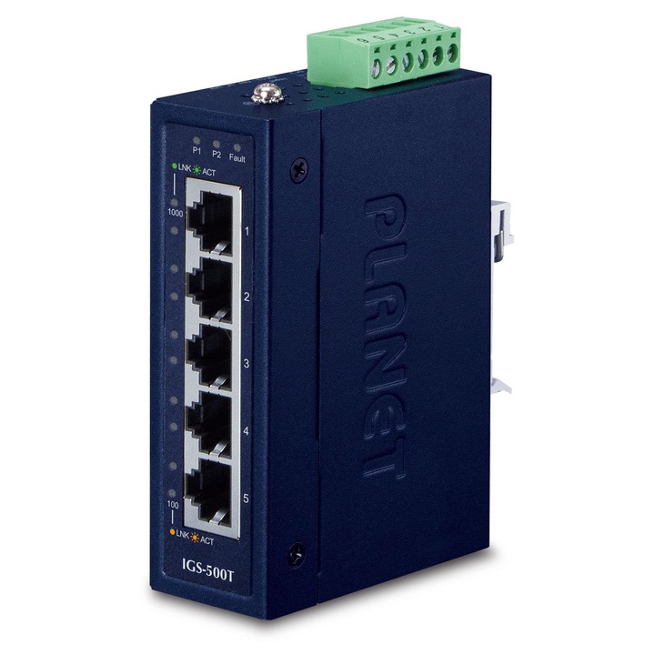 Switch Planet IP30 5 portos Gigabit Ethernet kompakt hőmérséklet -40~75°C