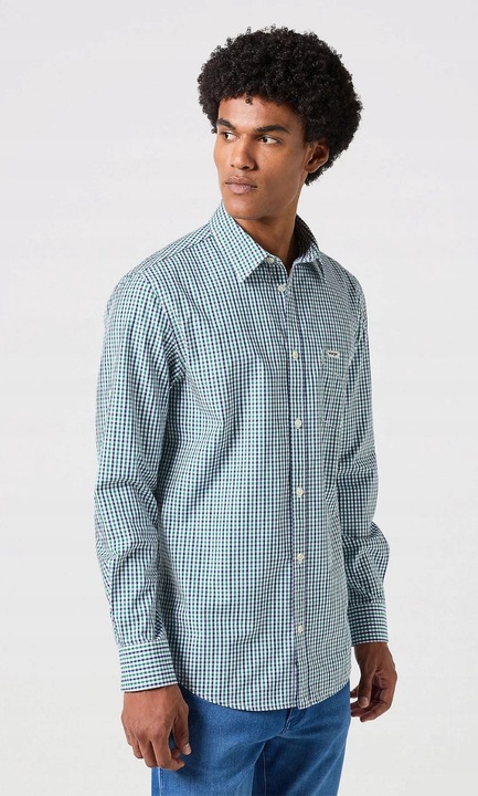 Férfi ing, Wrangler, kis kockás, kék, pamut