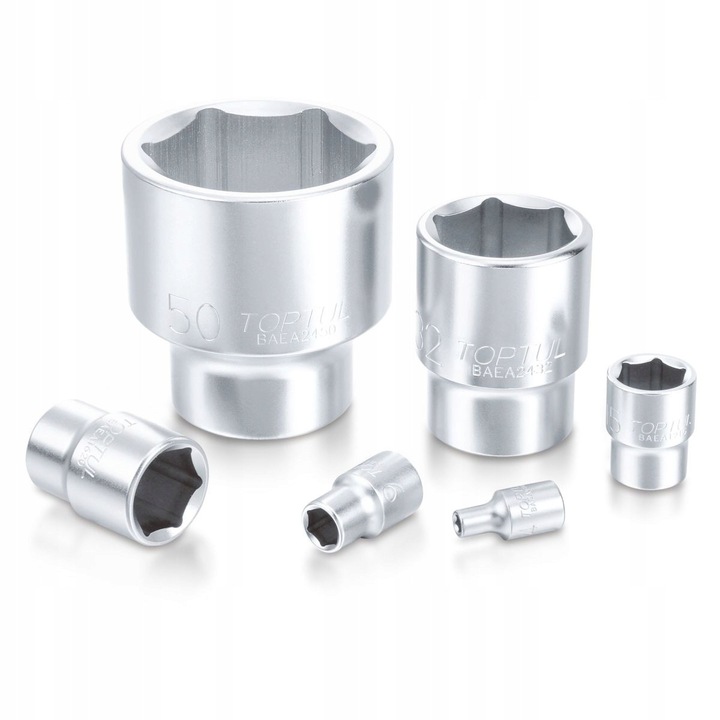 Set de tubulare Toptul BAEA0804, 8 buc, crom-vanadiu, design ergonomic