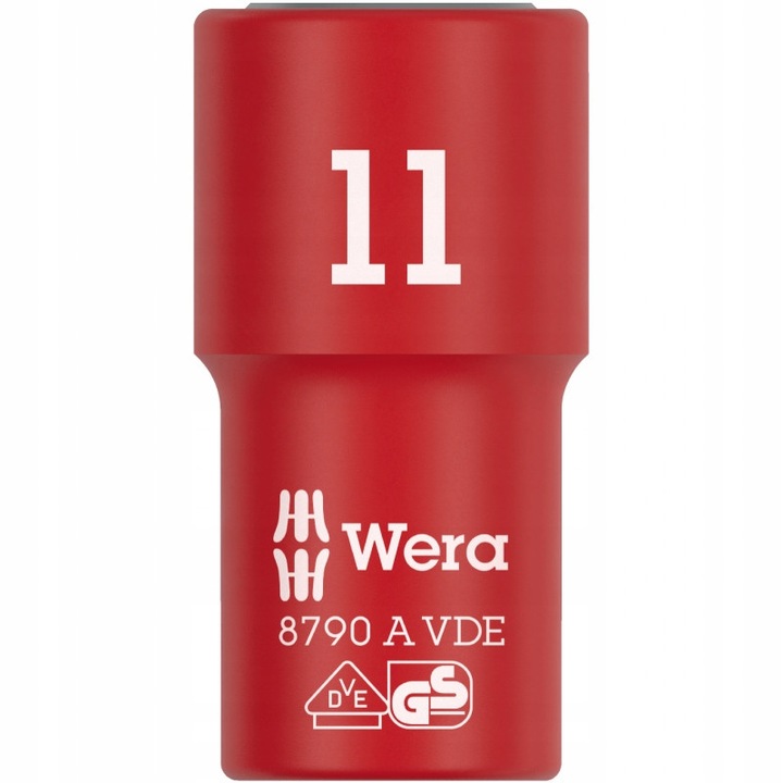 Cheie tubulara Wera VDE 11 mm 1/4", model Zyklop 8790 A, izolata, dubla izolatie, testata la 10.000 V