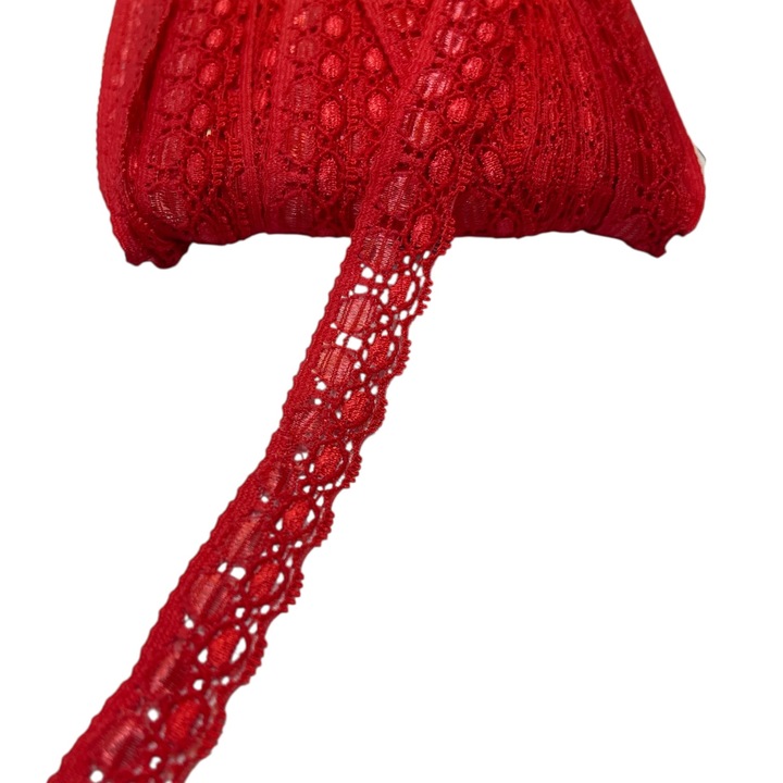 Dantela elastica rosie, 15mm, 10metri liniari
