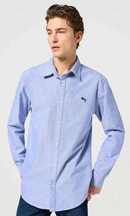 Férfi ing, Wrangler, Oxford, normál szabású, kék, pamut, M INTL