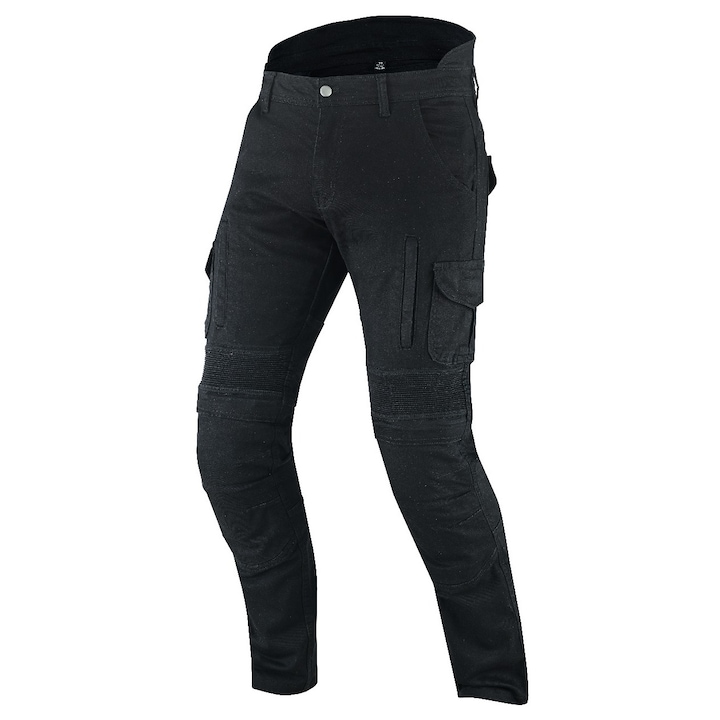 Pantaloni moto Cargo, barbati, textil, negri, 32
