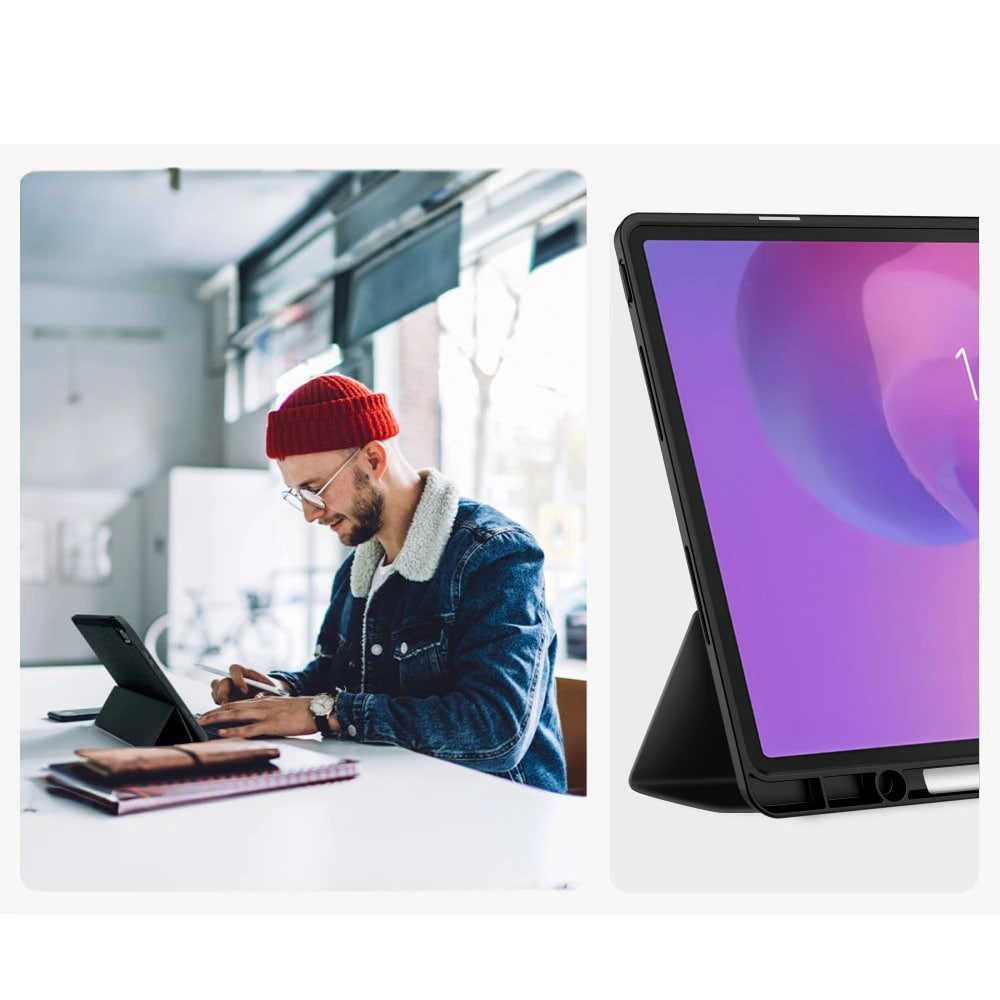 Husa pentru Lenovo Idea Tab Plus 12.1 SoftShell Slim & Light cu functie wake-up/sleep si compartiment pentru stylus, tip stand - negru